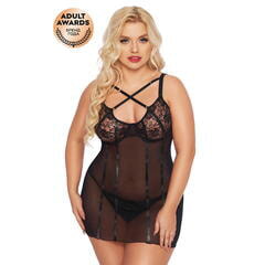 Ночная сорочка и стринги SoftLine Collection Cornelia, черный, XXXL