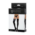 Чулки Glossy LOTIS из материала Wetlook, черный, XL