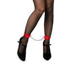 Оковы мини Pecado BDSM, со скруглёнными углами, натуральная кожа, красные